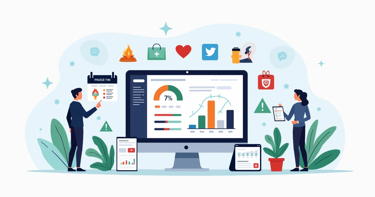 Ilustração de marca analisando brand safety em datas especiais 