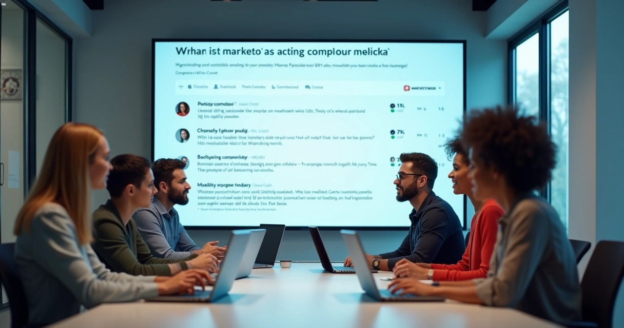 Marketing team reviewing AI-generated brand responses 