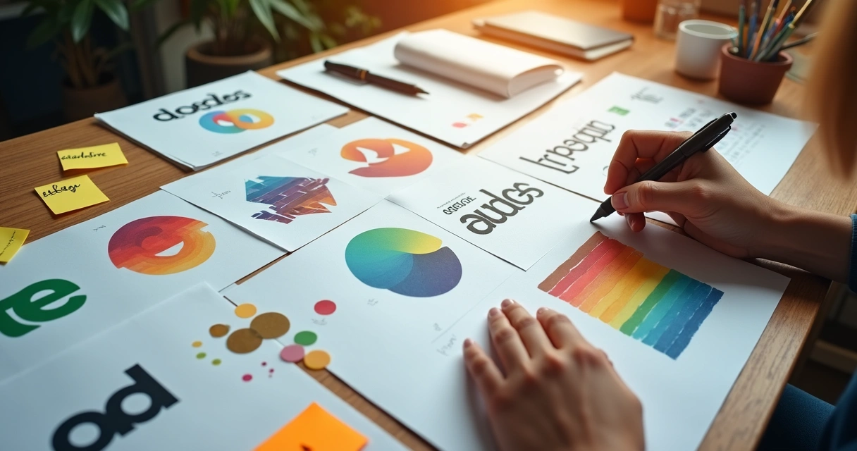 Visual identity concept with logos, colors, typography, and brand style elements