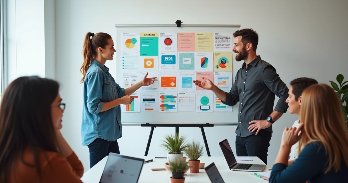 Apresentação de identidade visual com logos e cores exibidos 