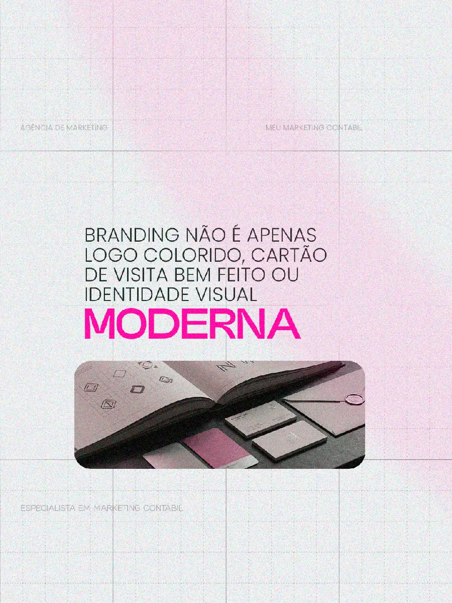 Texto sobre branding para marketing contábil com imagem de materiais de identidade visual