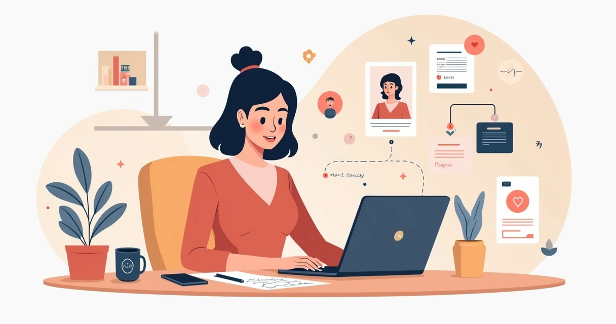 Mulher planejando branding pessoal e profissional em ambiente de trabalho moderno 