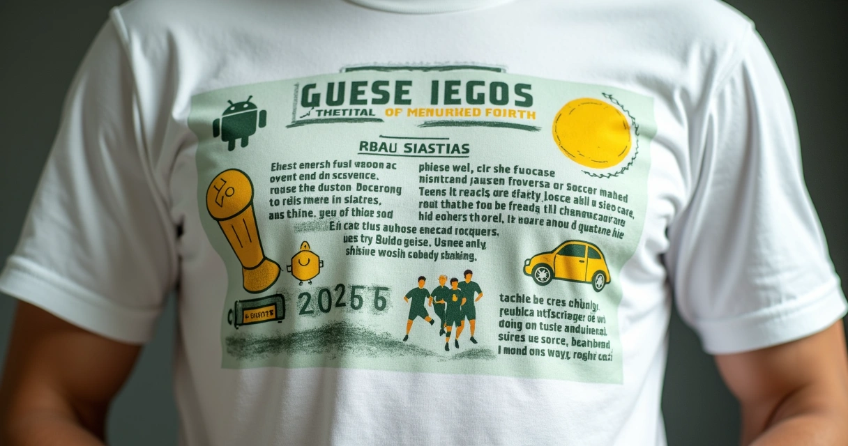 Detalhe de camiseta personalizada com storytelling e elementos clássicos da Copa do Mundo