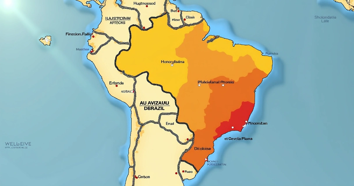 Mapa do Brasil com regiões de potencial solar destacado 
