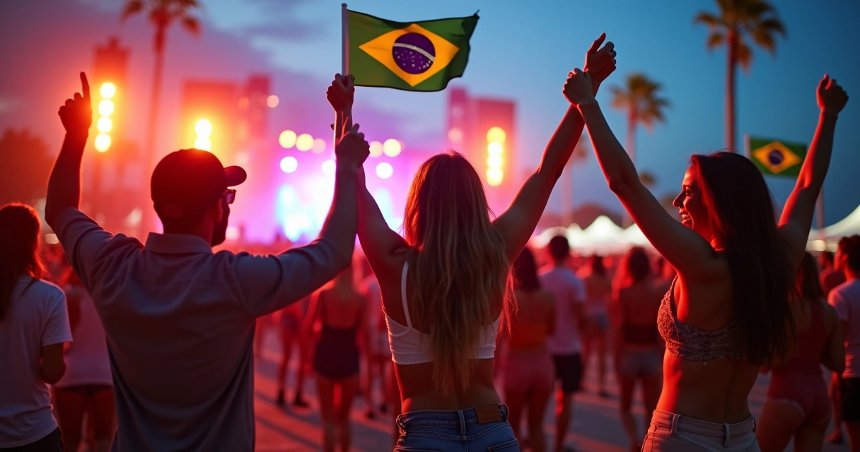 Brasileiros se divertindo em festa musical na Flórida 