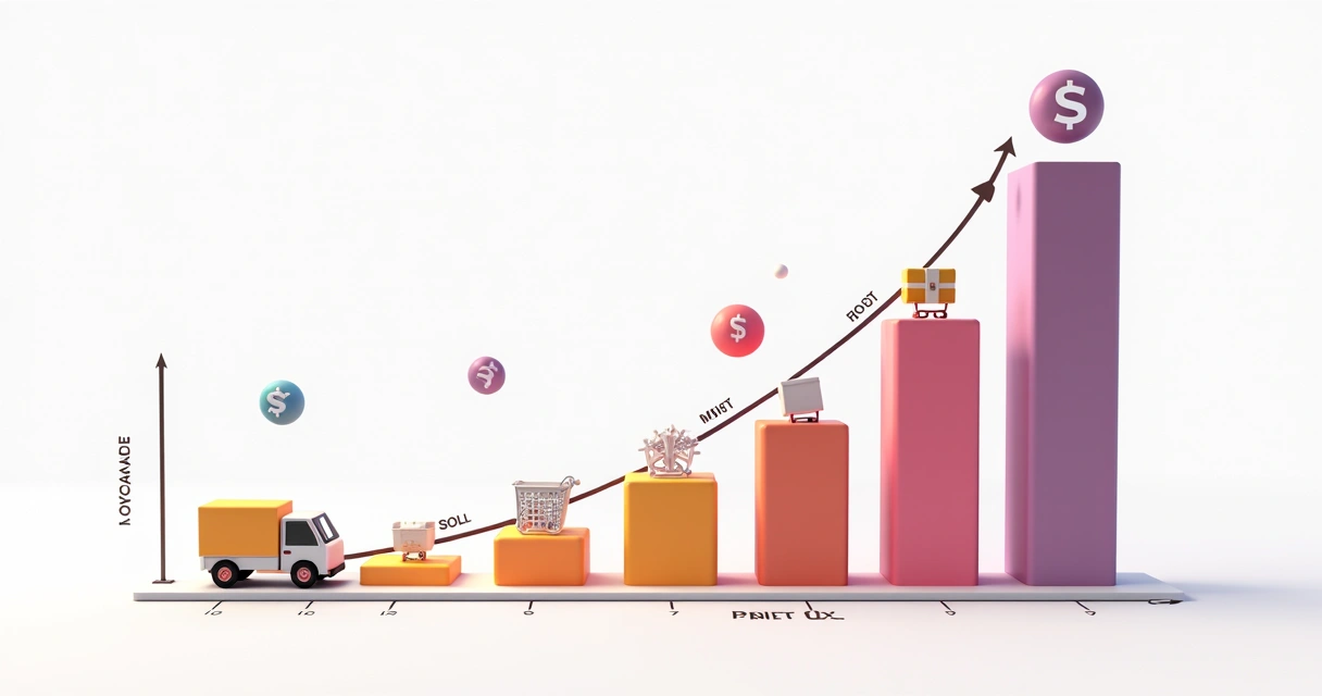 Gráfico simples mostrando o ponto de equilíbrio break-even em vendas online