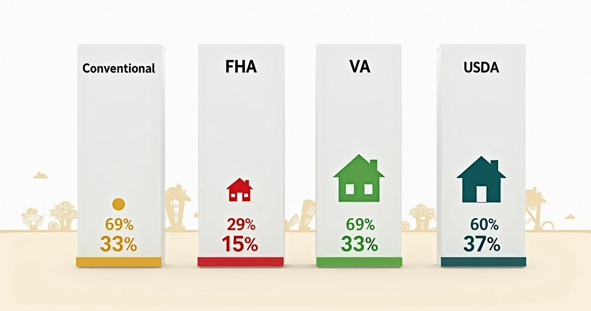 Infographic illustrating loan types and seller concession limits 