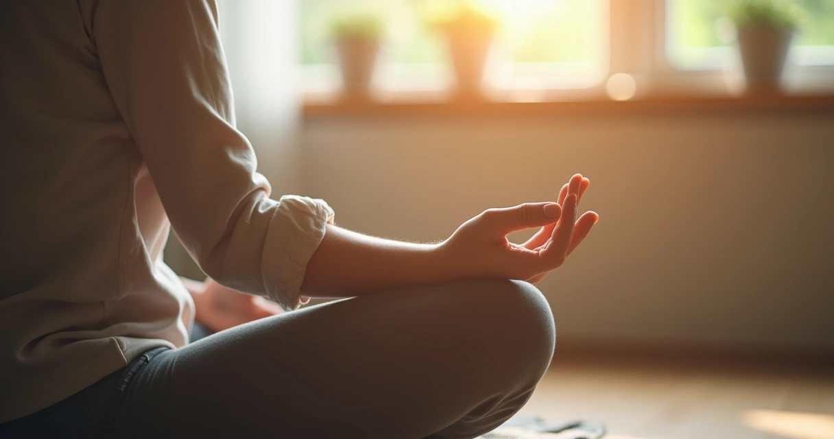 Person practicing mindful breathing 