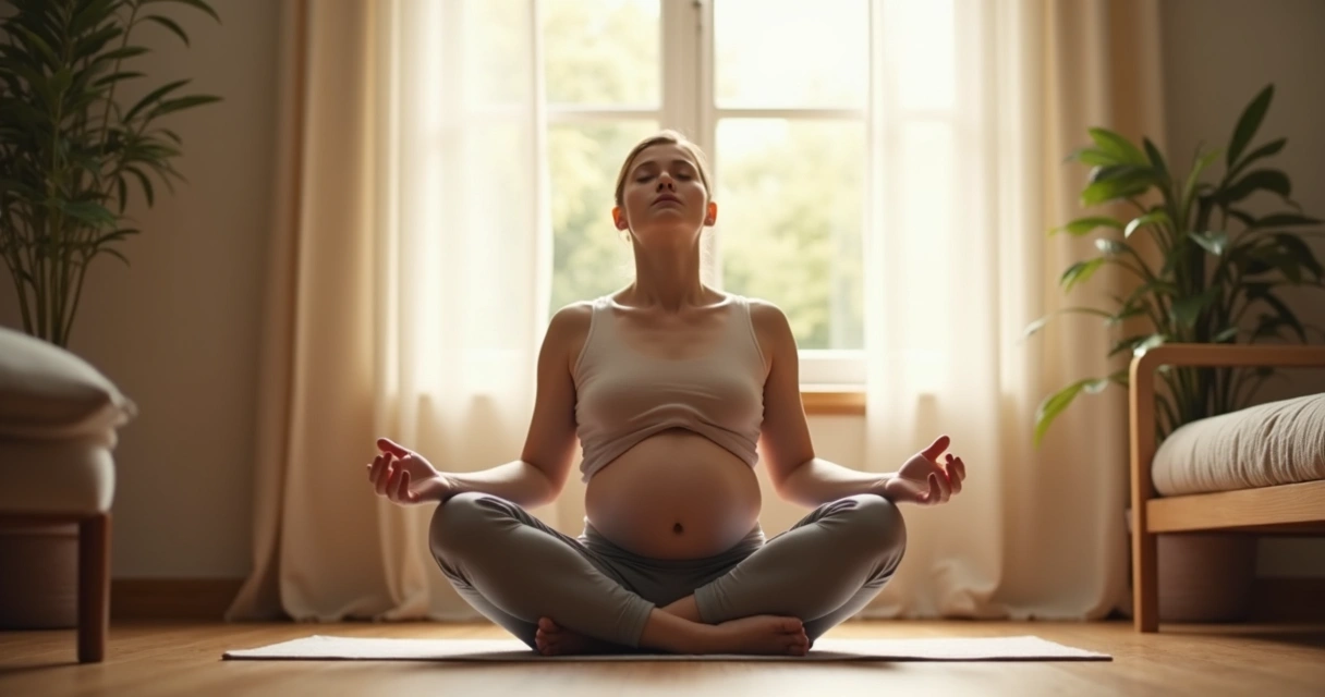 Person practicing conscious breathing in a peaceful setting 