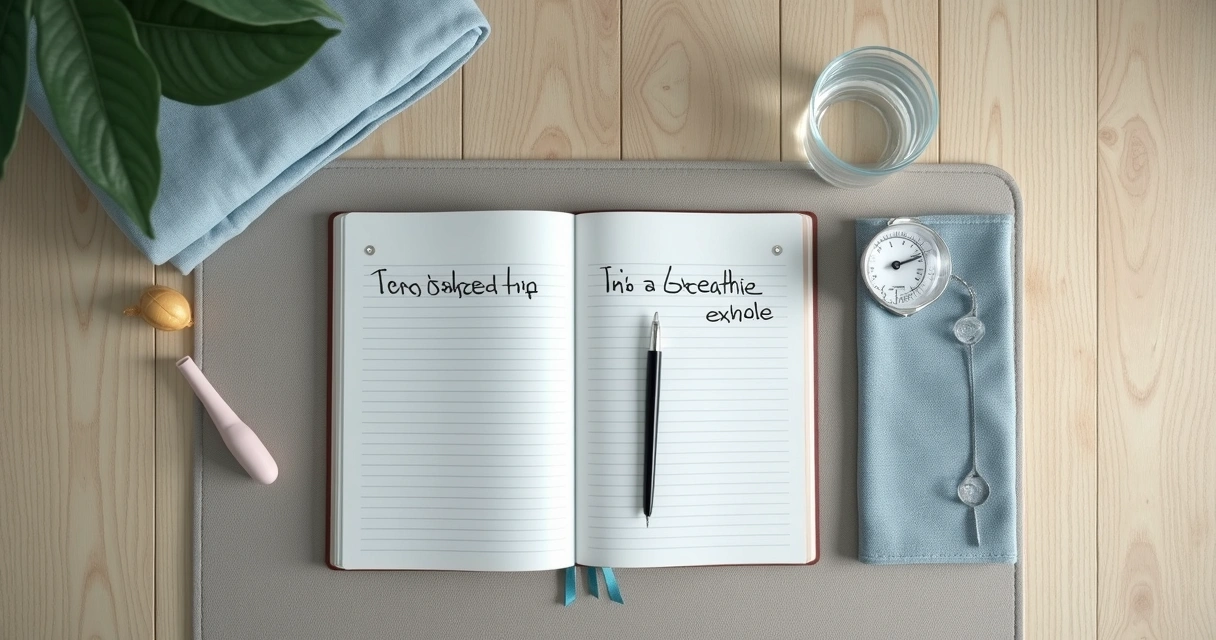 Breathing journal beside a thermometer in a calm practice space 