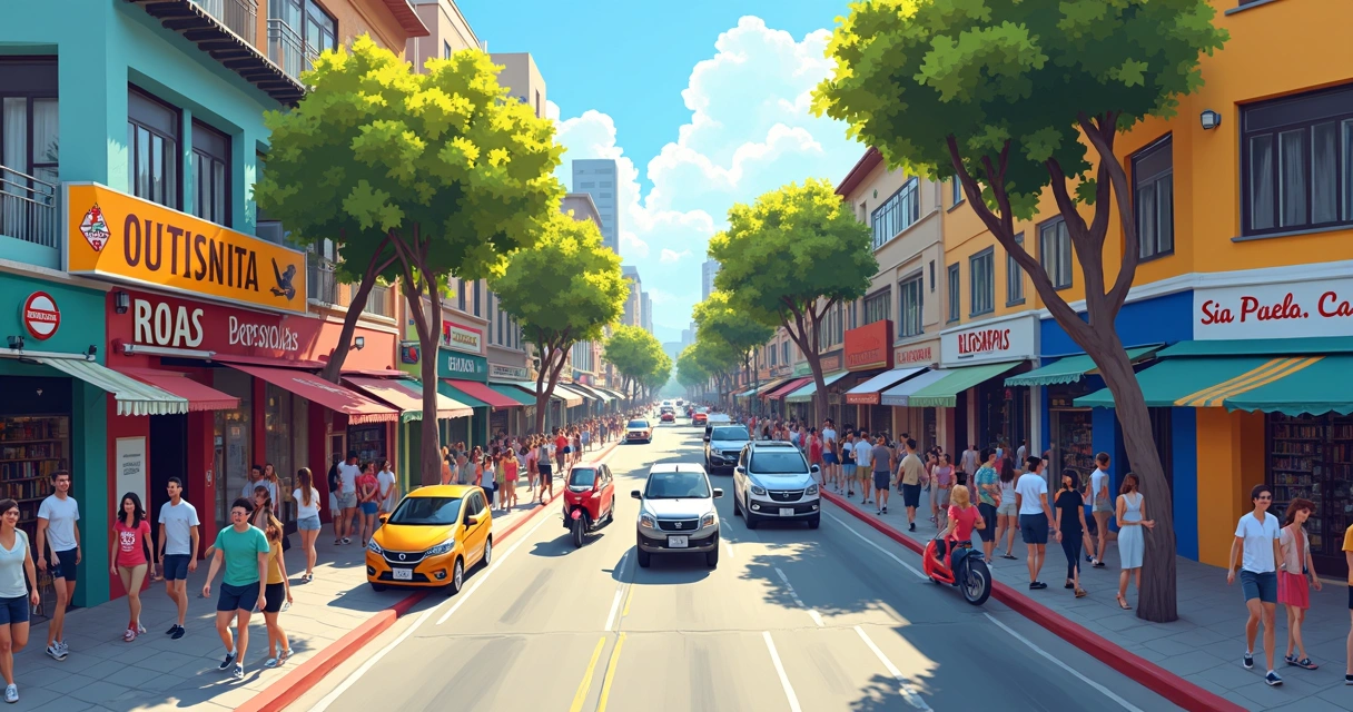 Visão panorâmica da Rua Bresser no bairro do Brás, São Paulo 