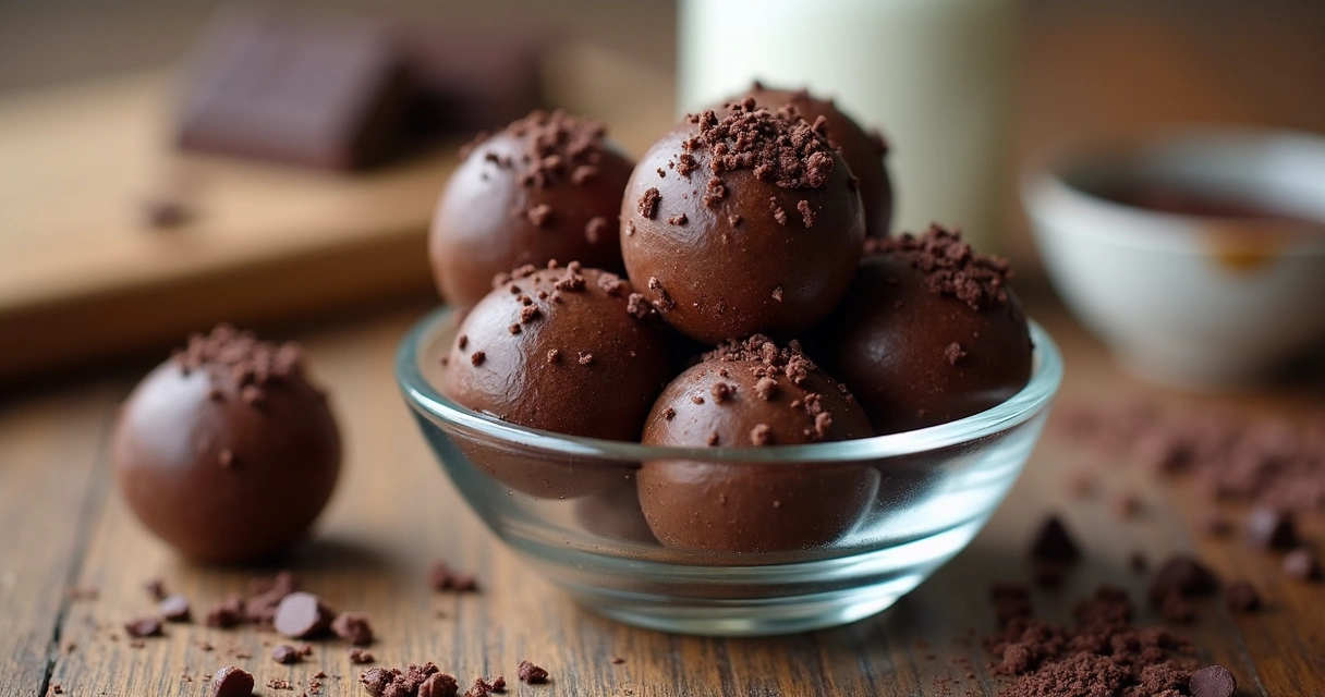 Brigadeiro sem lactose em tigela com granulado 