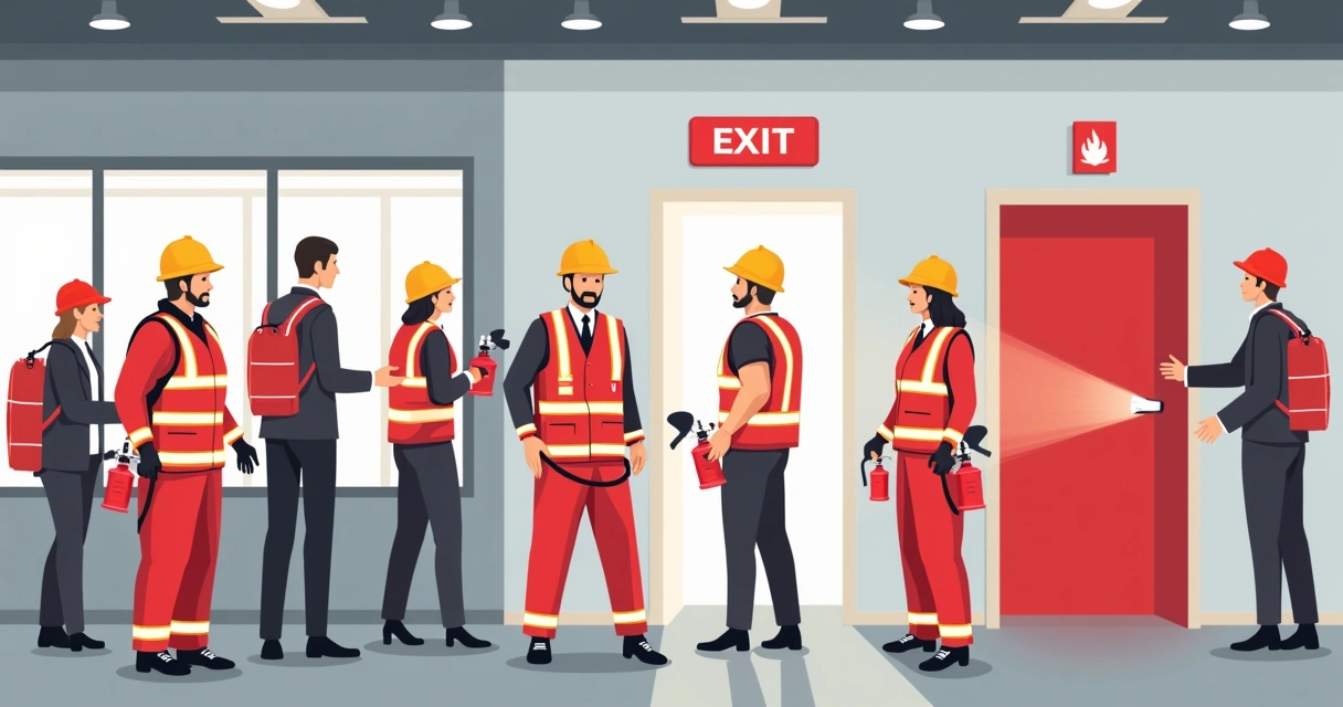 Equipe de brigadistas treinados com equipamentos de combate a incêndio 