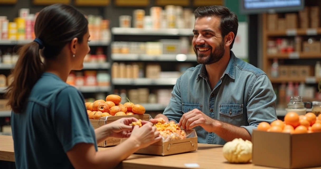 Cliente recebendo brinde em loja física 