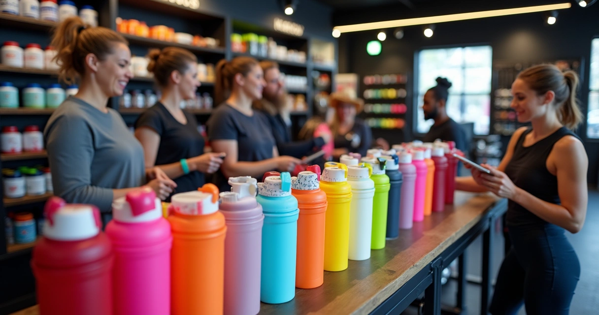 Distribuição de coqueteleiras personalizadas em PDV de loja fitness 