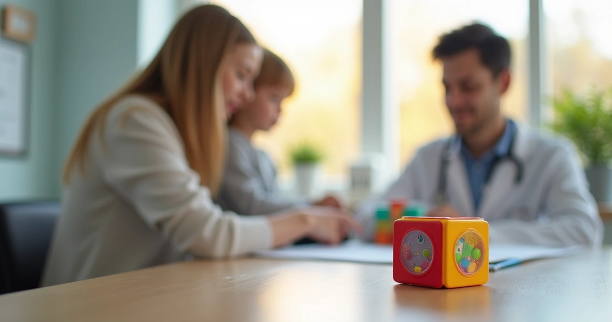 Brinquedo colorido em consultório médico infantil