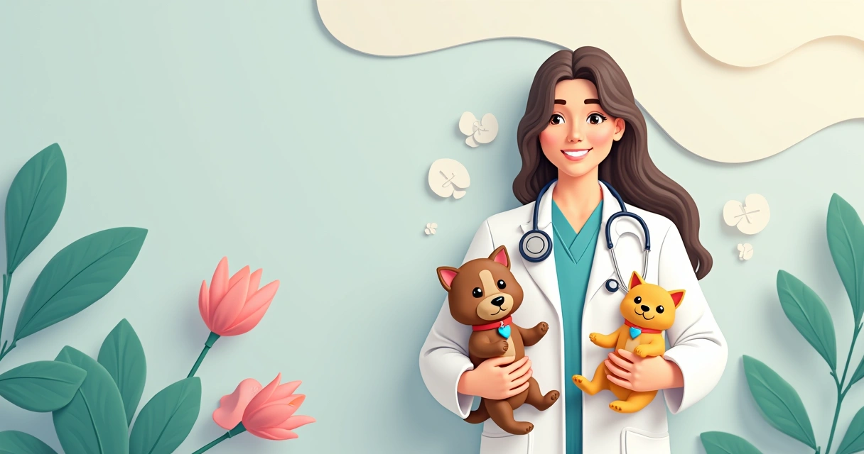 Broche temático de médico veterinário em jaleco com pet 