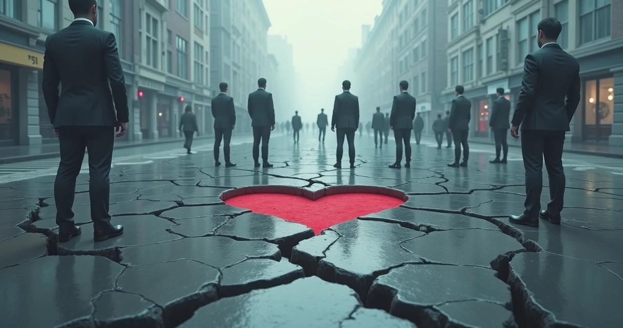 Illustration of isolated individuals and broken connections between them. 