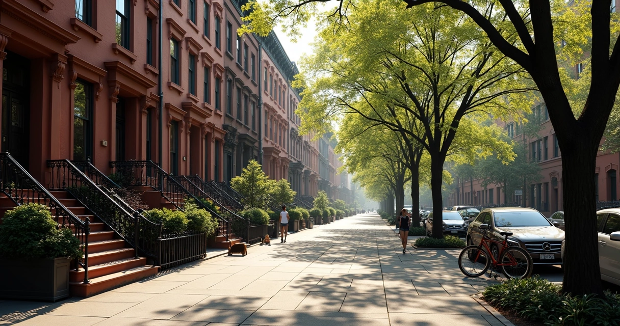 Brooklyn brownstone homes in a row 