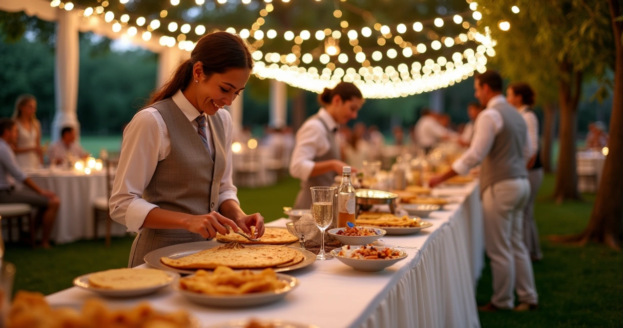 Buffet de crepe servindo em evento de casamento na Flórida 