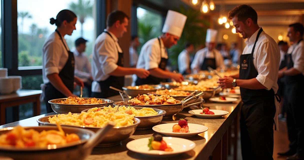 Buffet de crepe francês montado em evento na Flórida 