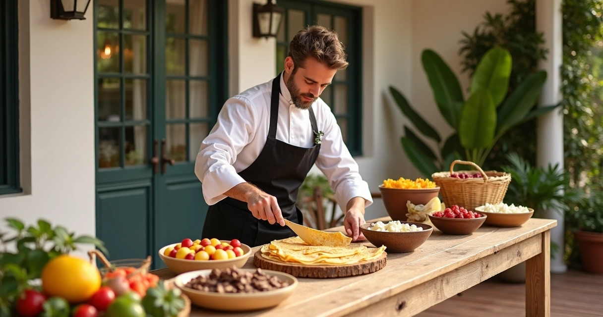 Buffet de crepes sendo servido em casa de evento em Orlando 