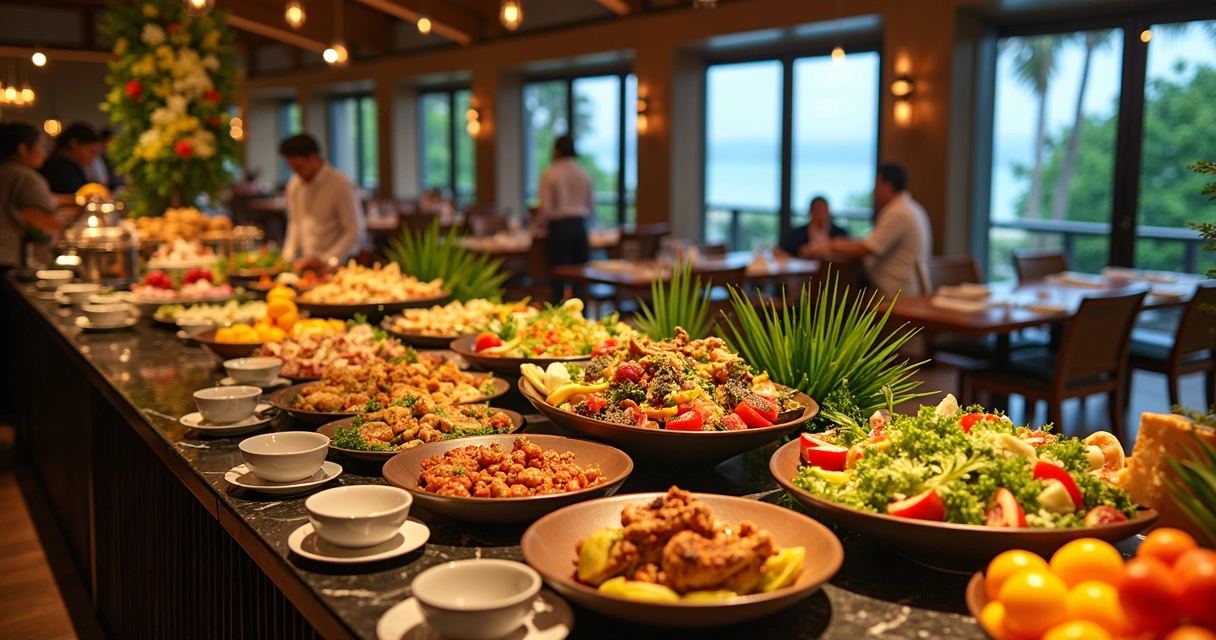 Buffet de gastronomia gourmet de resort no Brasil 