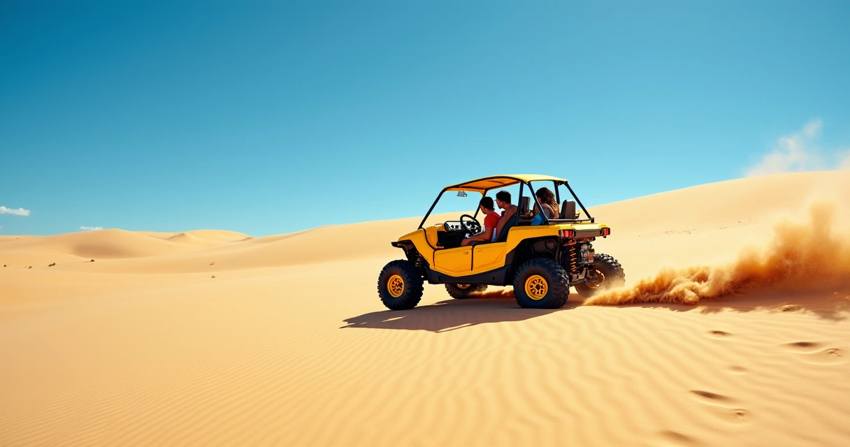 Buggy cruzando duna de areia em Jericoacoara 