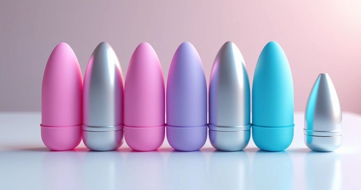 Vibrador bullet em várias cores sobre fundo branco 