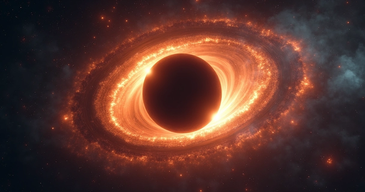 Shaded region around black hole surrounded by bright accretion disk 