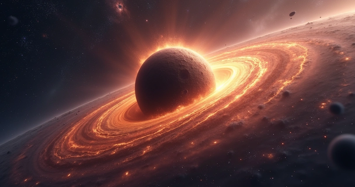 Dois buracos negros girando em órbita conjunta com padrões de jatos e gás ao redor 