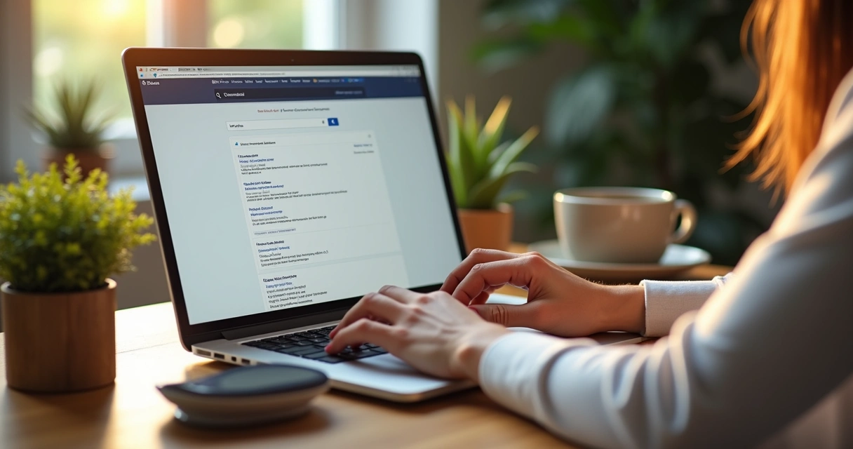 Pessoa digitando em notebook em busca de serviços locais 