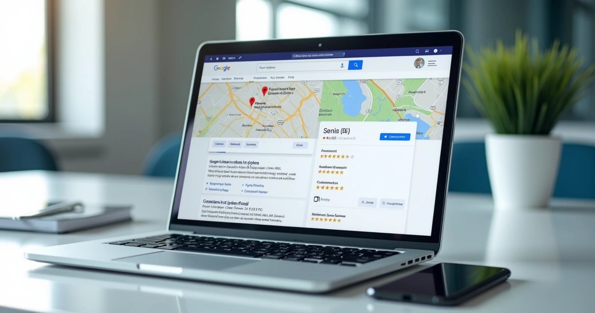 Busca no Google por clínica odontológica local em notebook 