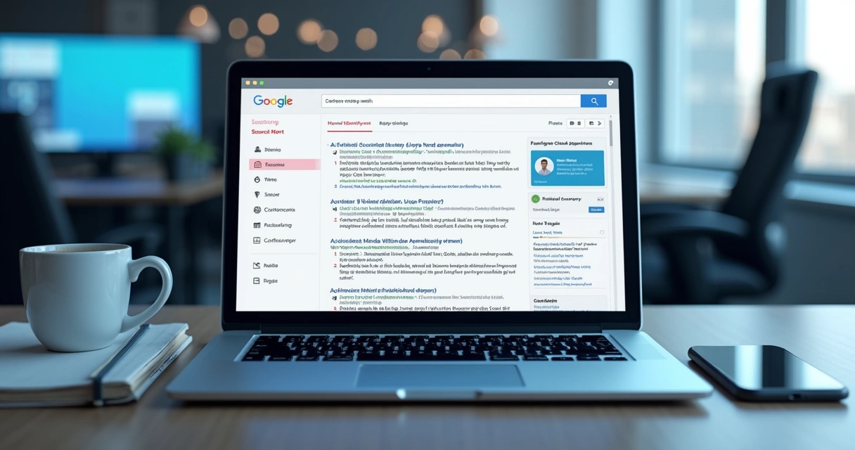 Tela com busca por IA analisando conteúdo do site 