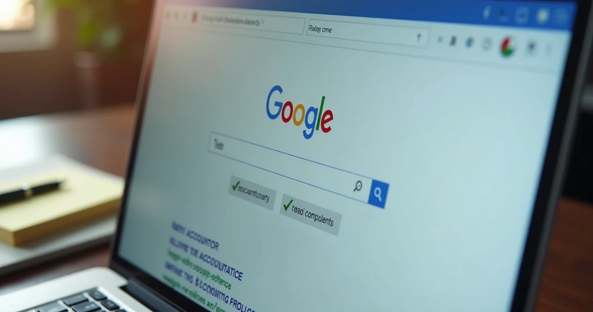 Busca no Google por serviços de contabilidade com site em destaque nos resultados 