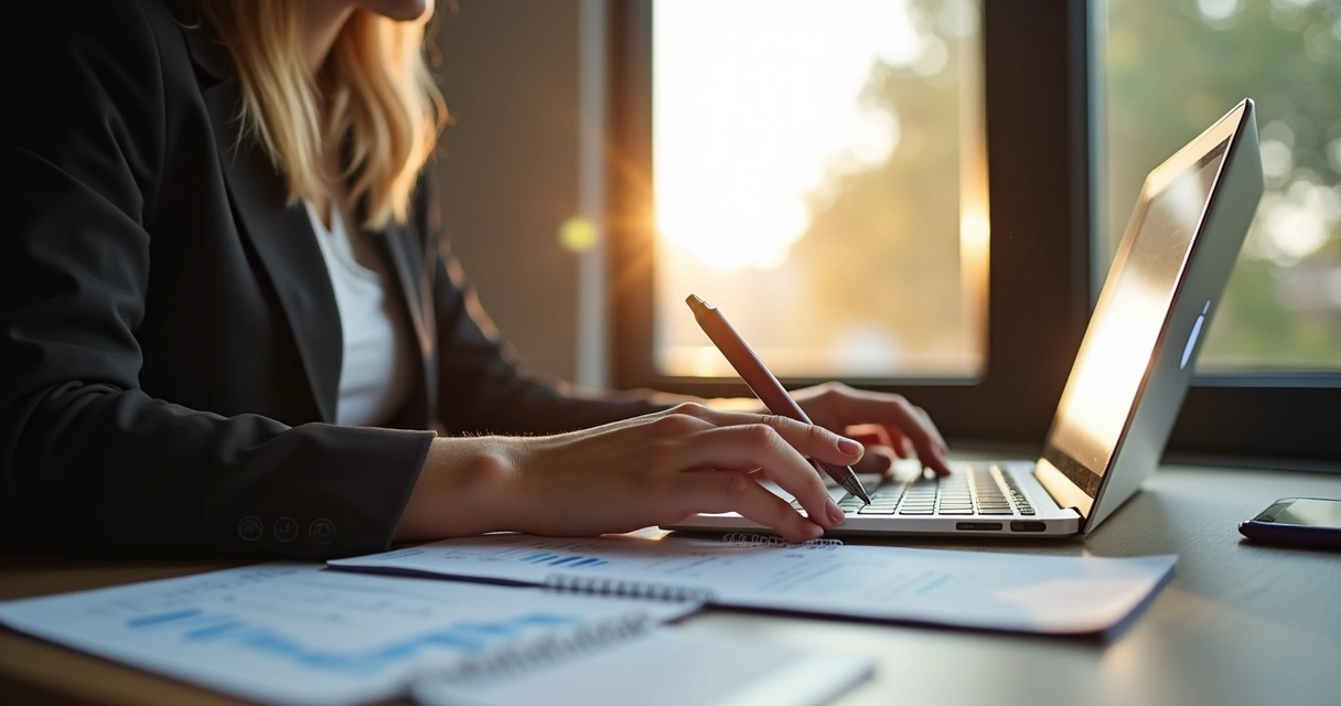 Pessoa procurando dados em tela com gráfico de leads 