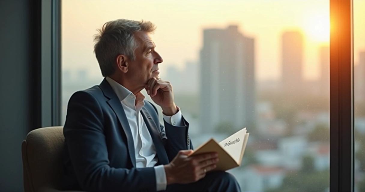 Profissional refletindo sobre propósito empresarial 