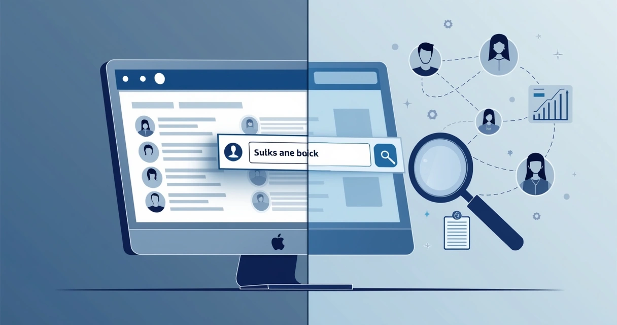 Tela de busca de e-mail em rede social digital 