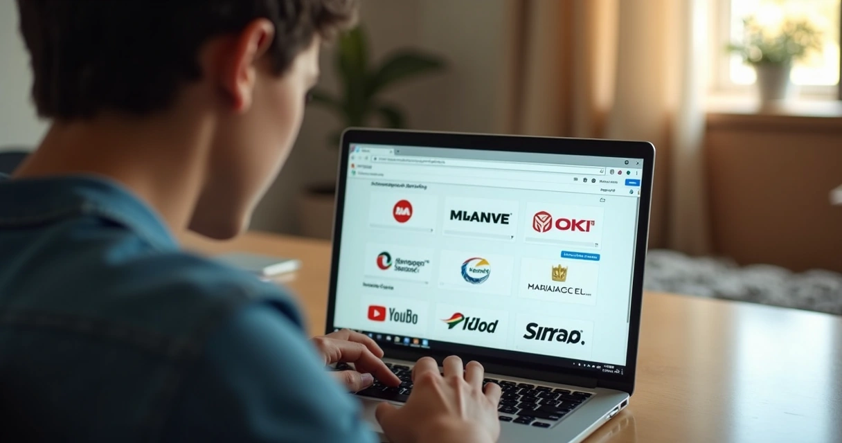 Jovem brasileiro usando notebook e analisando oportunidades de emprego online 