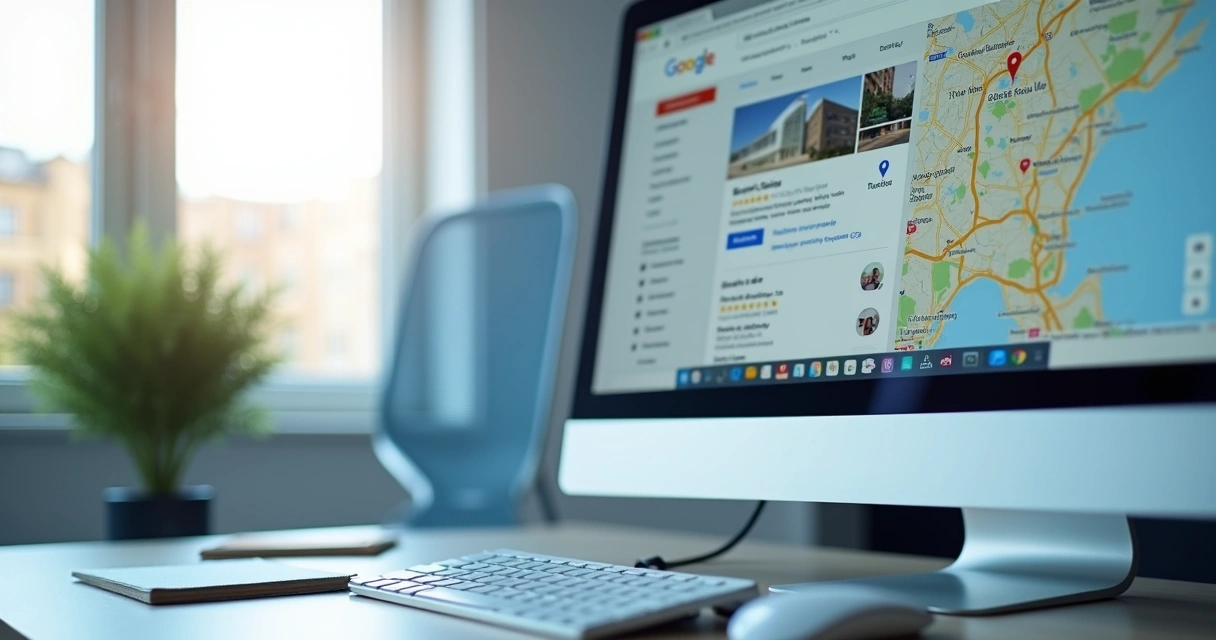 Tela com busca local de clínica odontológica no Google Maps 