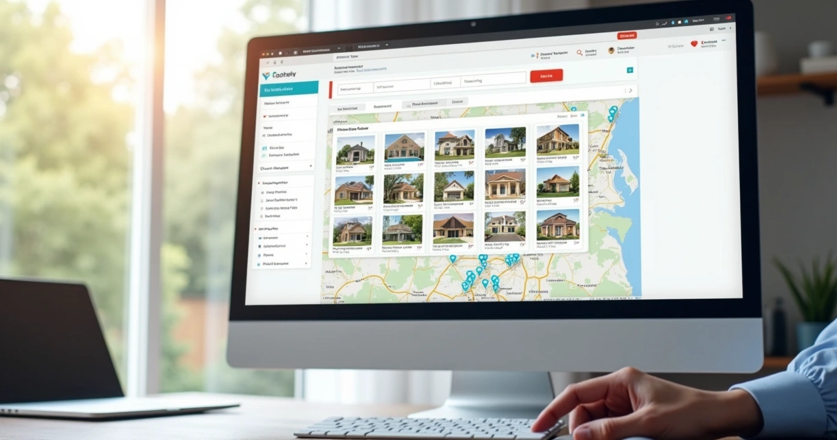 Tela limpa e organizada de busca por imóveis em leilão 