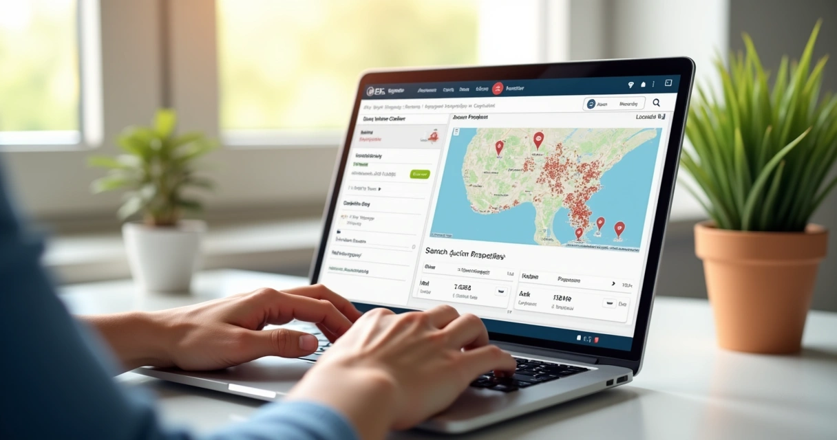 Tela de busca inteligente de imóveis do Marteleiro em notebook 