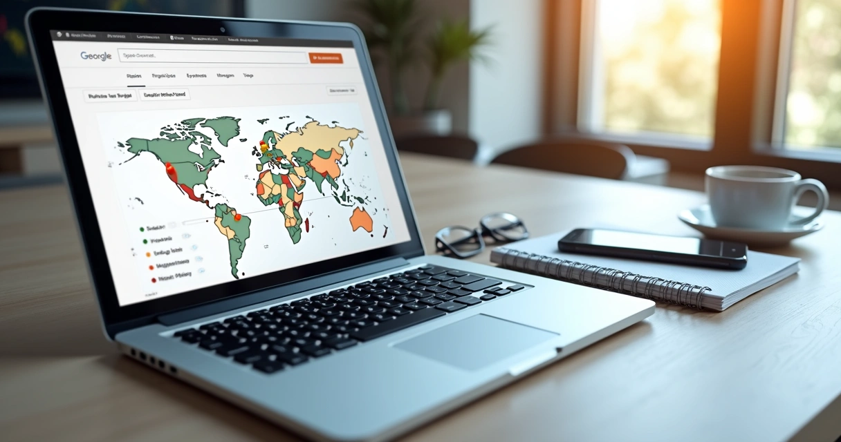Mapa e pesquisa local em notebook 
