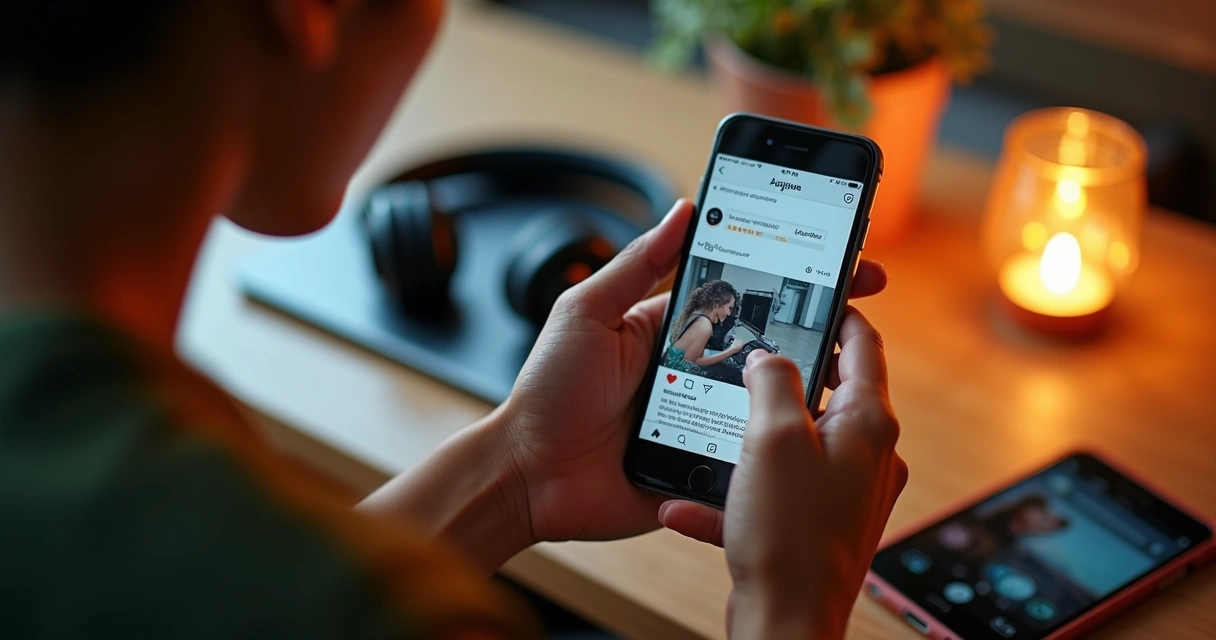 Pessoa usando rede social em smartphone 