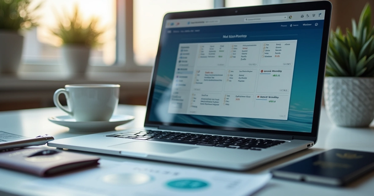 Notebook com pesquisa de voos e calendário de datas flexíveis 