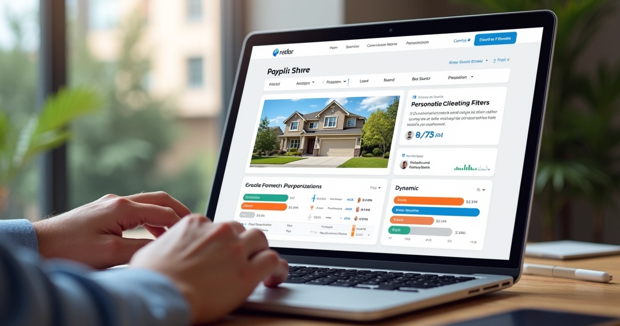 Tela de um portal imobiliário com filtros inteligentes e sugestões personalizadas de imóveis 