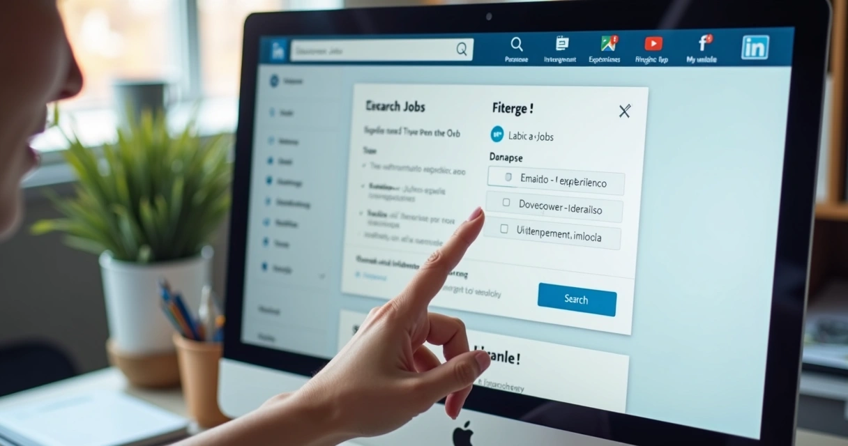 Tela de pesquisa de vagas do LinkedIn com filtros aplicados 