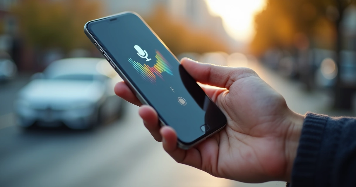 Pessoa usando busca por voz em smartphone 