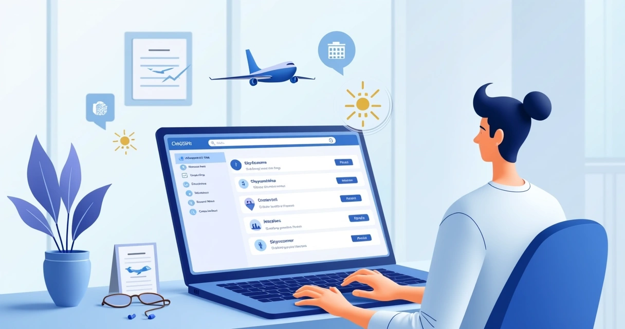 Usuário interagindo no ChatGPT buscando voos com o app Skyscanner 