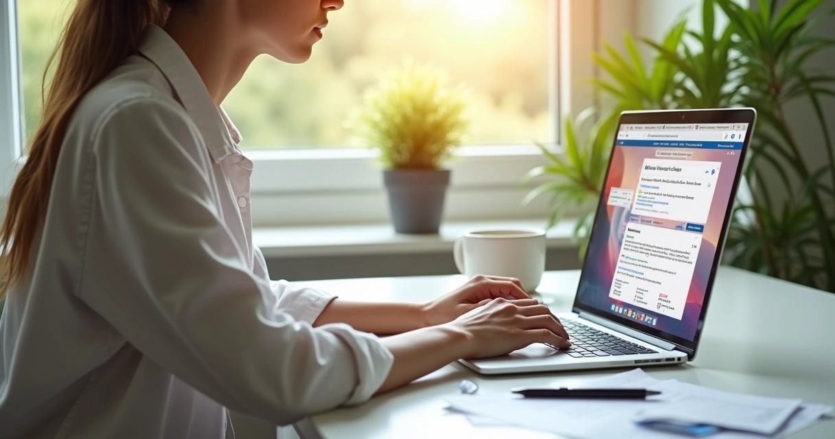 Pessoa digitando em computador procurand conteúdos sobre saúde vascular 